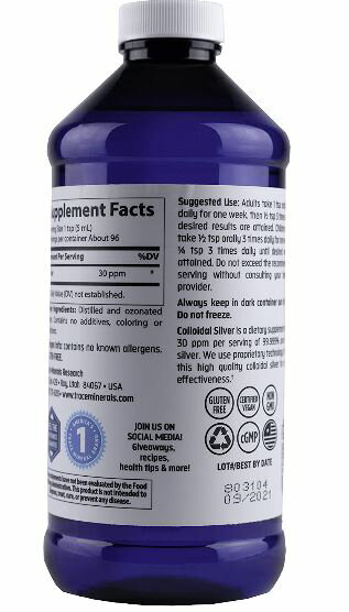 Trace Minerals Research コロイダルシルバー 30 ppm 16 液量オンス (473 ml)