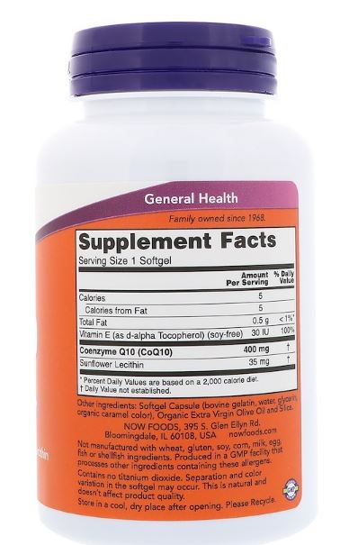 NOW　CoQ10 400 mg 60 Softgels