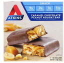 ATKINS キャラメルチョコレート・ピーナッツヌガーバー 5本 各1.6 oz (44 g)