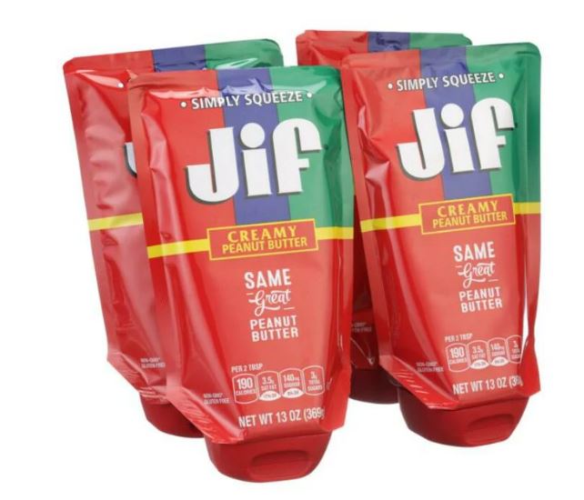 4個セット　JIF ジフ スクイーズ クリーミー ピーナッツ バター チューブタイプ 　デザート トースト 朝食 バター 食材 グルテンフリー 非遺伝子組み換え 健康 ヘルシー おいしい