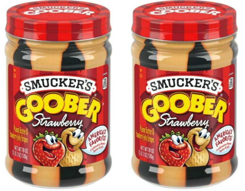 2個セット　SMUCKERS GOOBERS ピーナッツバター　&　イチゴ　ジャム　ストライプ(510g)