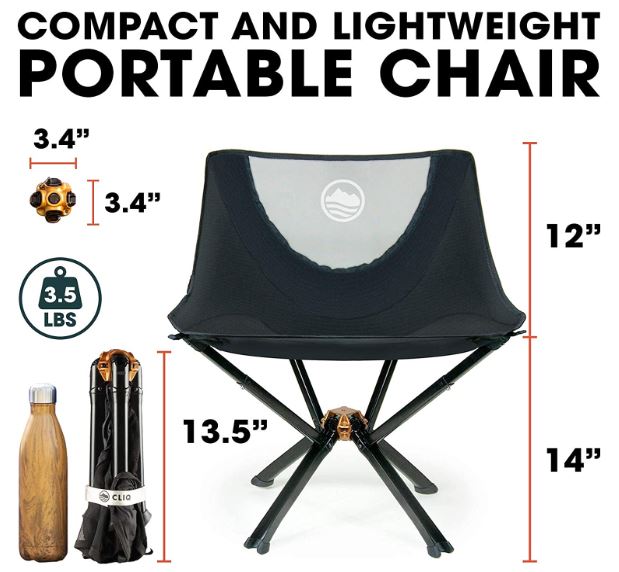 キャンピングチェア　Cliq Camping Chair - Bottle Sized Compact Outdoor Chair Sets up in 15 Seconds Supports 300 LBS Aircraft Grade Aluminum aquaseven-10000789 AQUA7 SHOP サンプル画像2
