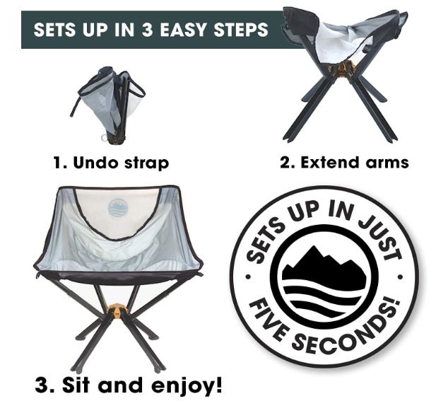 キャンピングチェア　Cliq Camping Chair - Bottle Sized Compact Outdoor Chair Sets up in 15 Seconds Supports 300 LBS Aircraft Grade Aluminum aquaseven-10000789 AQUA7 SHOP サンプル画像3