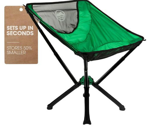 キャンピングチェア　Cliq Camping Chair - Bottle Sized Compact Outdoor Chair Sets up in 15 Seconds Supports 300 LBS Aircraft Grade Aluminum GREEN