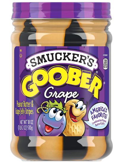 2個セット　SMUCKERS GOOBERS ピーナッツバター　イチゴ　&グレープ　ジャム　ストライプ(510g)