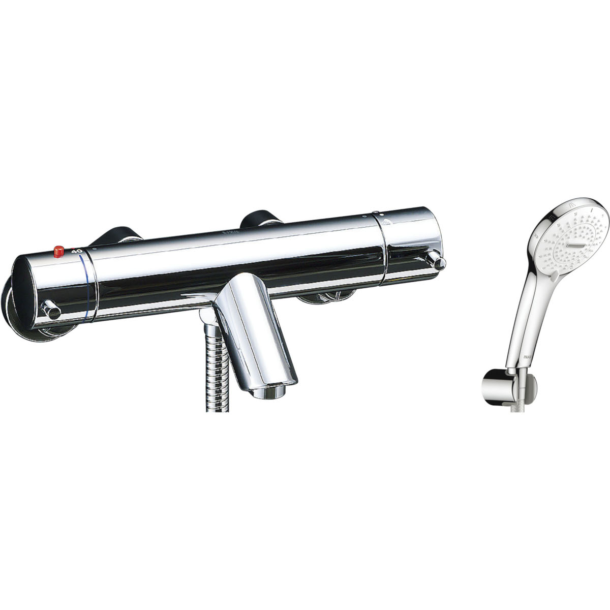 <商品についてのお問い合わせ> 　TEL：0120−1794−00 LIXIL INAX お客さま相談センター 吐水口が短い、洗い場に適したタイプです。 eモダン サーモスタット付シャワーバス水栓 SPA U（めっき仕様） ●一般地仕様 呼び径13mm 取付ピッチ200+10/-80mm 吐水口長さ66mm 逆止弁 ●本体昇温防止 ●ソフトサーモ ※詳細はメーカーホームページ・カタログ等でご確認をお願いします。　