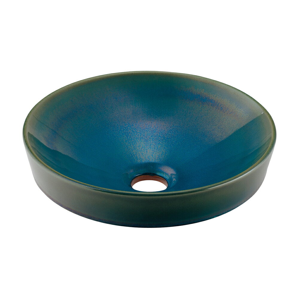 493-012-CB　カクダイ　丸型手洗器（孔雀）　瑠珠（りゅうじゅ）