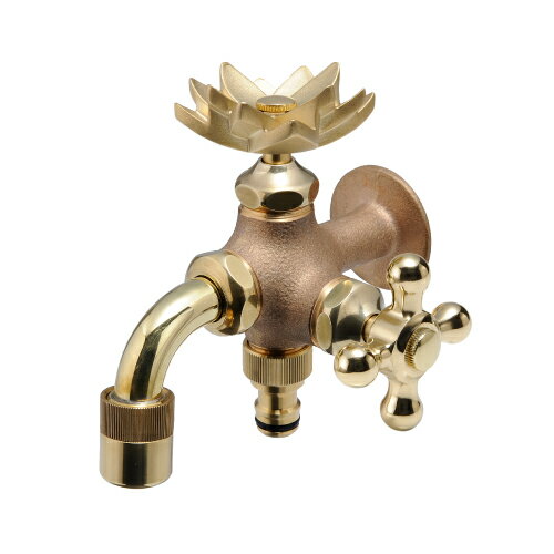 FBD16-HE　水生活製作所　二口万能胴長水栓(ハス・鋳肌)