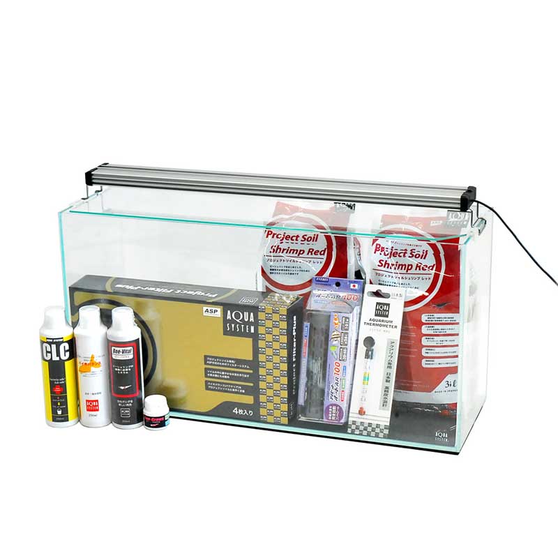 アクアシステム ASPセット シュリンプ用 クリスティスリム600LED 水槽セット 60cm 32L 薄型 超透明ガラス