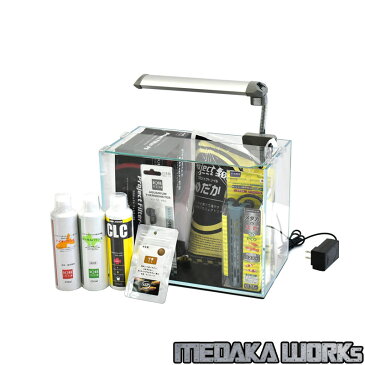 めだかワークス ASPセット クリスティ300LED Hz共用(セット内容:水槽 照明 ろ過材 フィルター ヒーター 水温計 フード 水質調整剤3点セット)