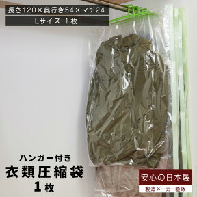 衣類圧縮袋（バルブ式ハンガー付き Lサイズ1枚入）品質保証付 バルブ式・マチ付！圧縮パック クローゼット収納 衣類収納 【メール便不可】【あす楽対応_関東】