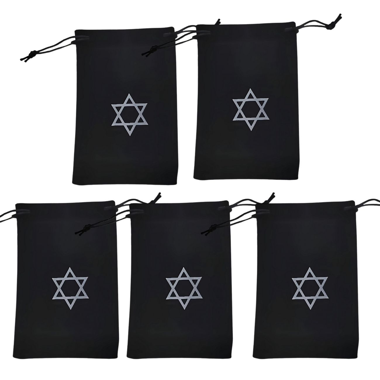 【ブラックフライデー】ヘキサグラム 六芒星 巾着袋ポーチ(黒)5枚組 ベルベット調ク ポーチ ベルベット(18cm x 10cm) 五芒星の魔法 ギフト用ポーチ...