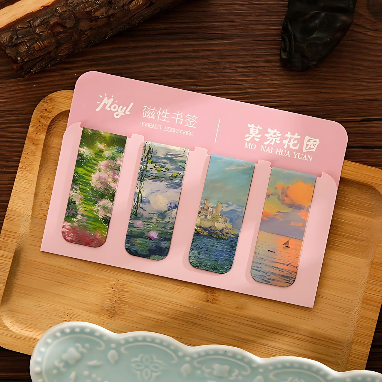 モネのマグネットしおり 4点セット 磁気クリップ ブックマーク(2505)