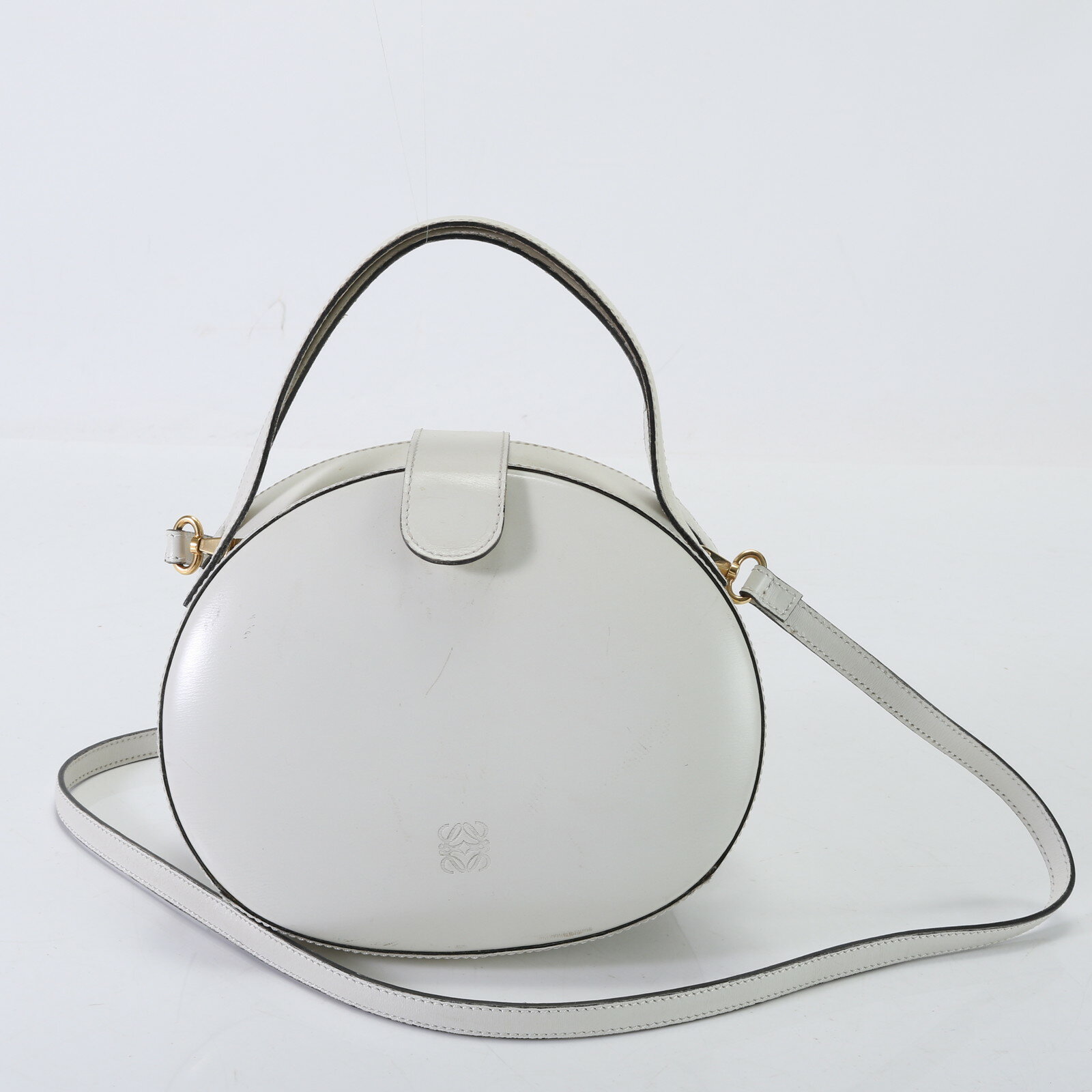 ヴィンテージ ロエベ アナグラム レザー 2WAY ショルダーバッグ 斜め掛け ハンド トート ゴールド 金具 レディース EET D5-5