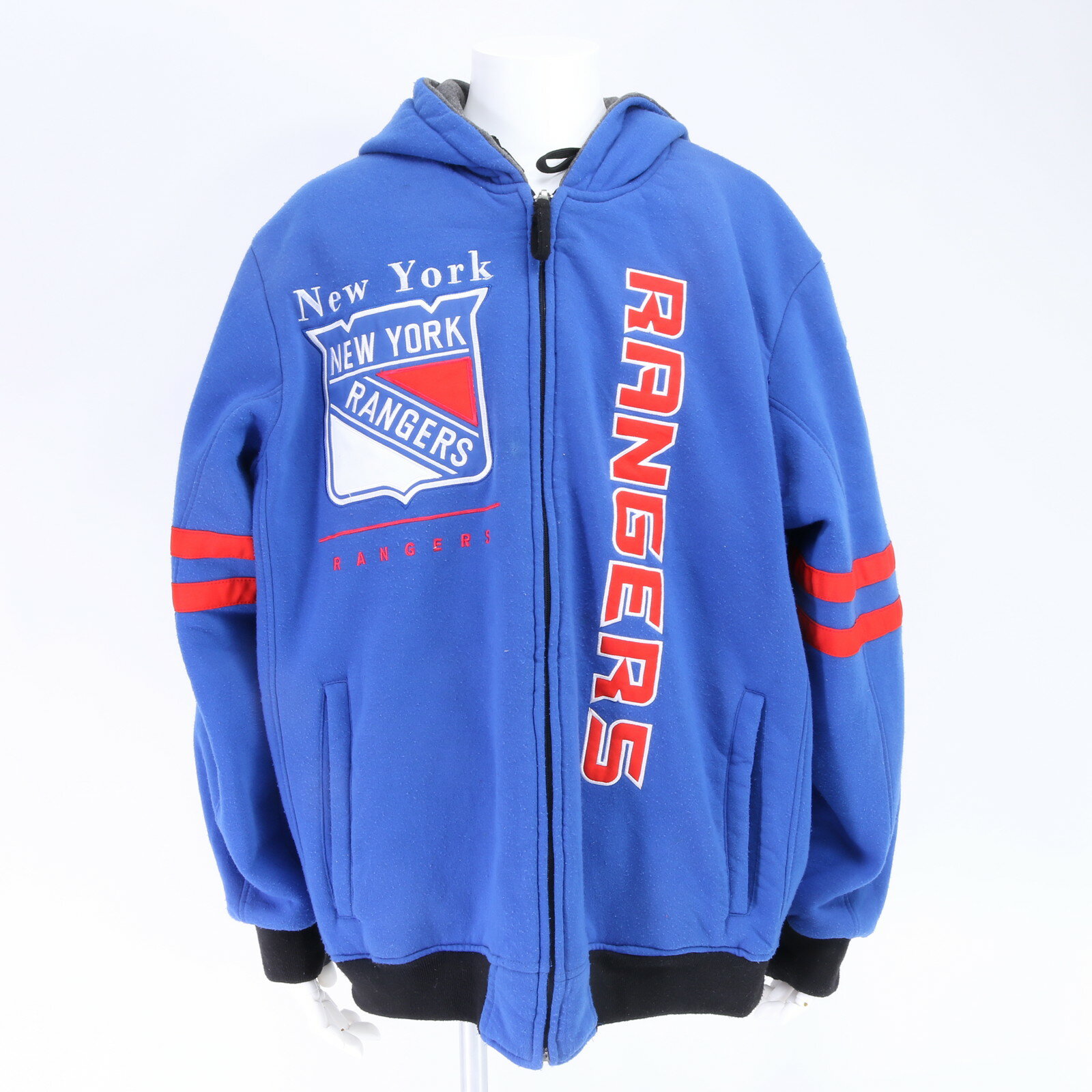 希少 NEW YORK RANGERS ニューヨーク レンジャーズ NHL リバーシブル ジップアップ パーカー フード 付 XXL メンズ EHM 1205-H101