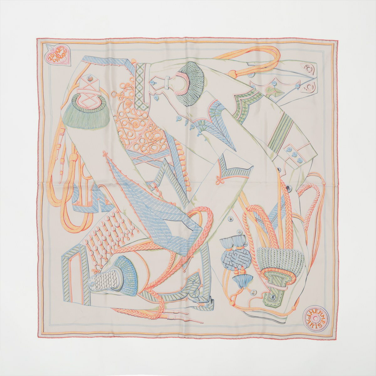 美品 エルメス カレ 90 Zouaves et Dragons ズアヴとドラゴン スカーフ シルク 100％ 絹 ストール レディース EEE AN16-7のサムネイル