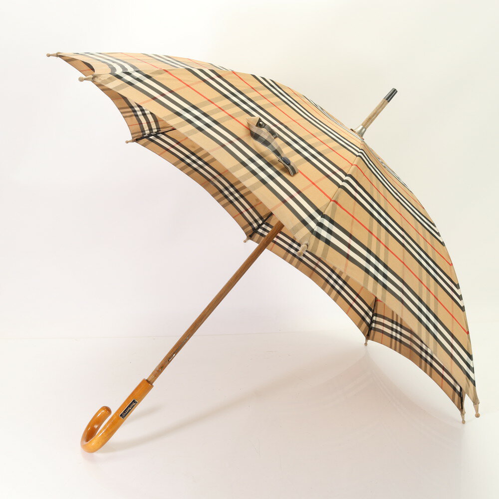 美品 バーバリー ノバ チェック アンブレラ 長傘 雨傘 55cm ベージュ 傘 メンズ MME AP15-2のサムネイル