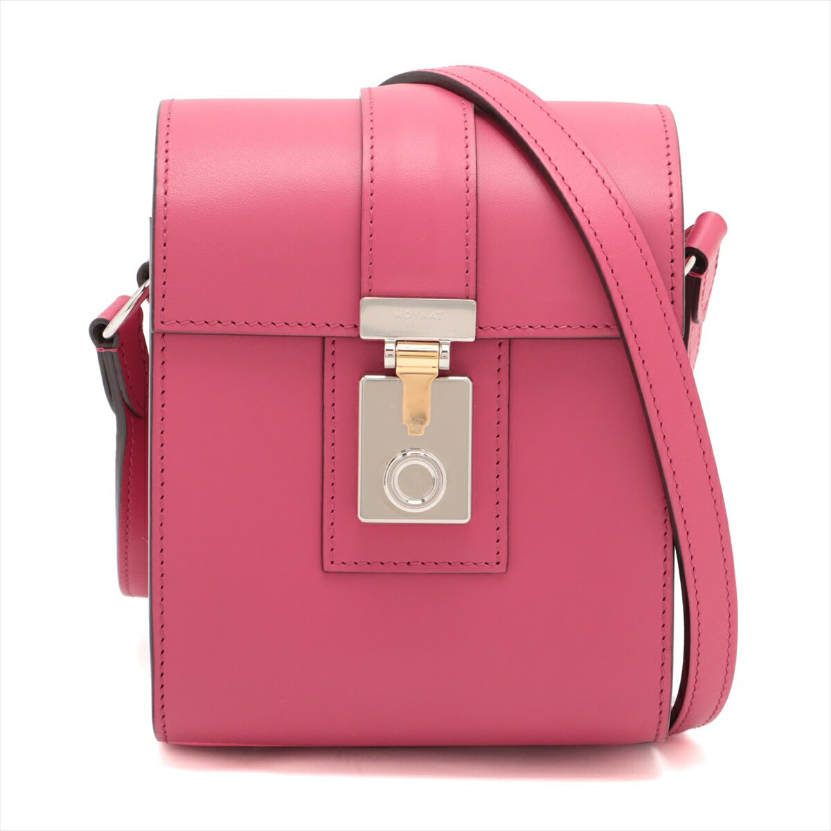 極美品 MOYNAT モワナ レザー ショルダーバッグ 斜め掛け クロスボディ ハンド 本革 ピンク ブランド 高級 レディース MMM AS16-9