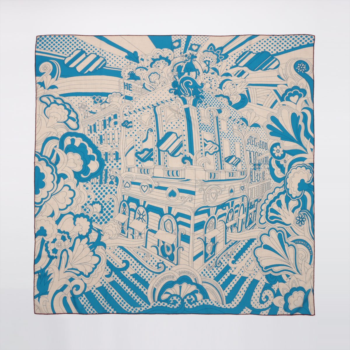 極美品 エルメス タグ付 FAUBOURG RAINBOW フォーブルレインボー カレ ジェアン 140 カシミヤ シルク スカーフ レディース EEE AW17-1のサムネイル