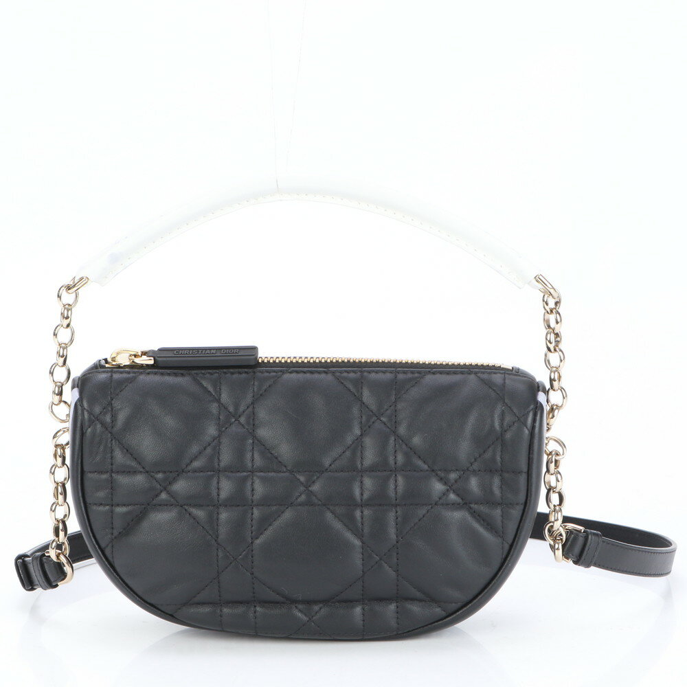 極美品 クリスチャンディオール カナージュ ヴァイブ ホーボー スモール ラム レザー 2WAY ショルダーバッグ レディース EBE BK11-1