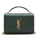 極美品 YSL サンローラン パリ サンセット レザー 2WAY チェーン ショルダーバッグ 斜め掛け ハンド トート レディース RRE CB30-9