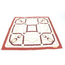 美品 カルティエ シルク 2C ロゴ スカーフ ベルト チェーン ゴールド 大判 ストール ショール 絹 レディース REE CQ4-6
