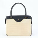 美品 バリー レザー キャンバス トート バッグ 肩掛け ショルダー ハンド トップハンドル ゴールド 金具 レディース RUE CQ15-3
