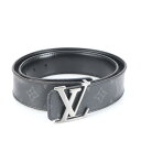美品 ルイヴィトン モノグラム エクリプス レザー ベルト リバーシブル サンチュール LV イニシャル M9043 メンズ RUE CQ24-1