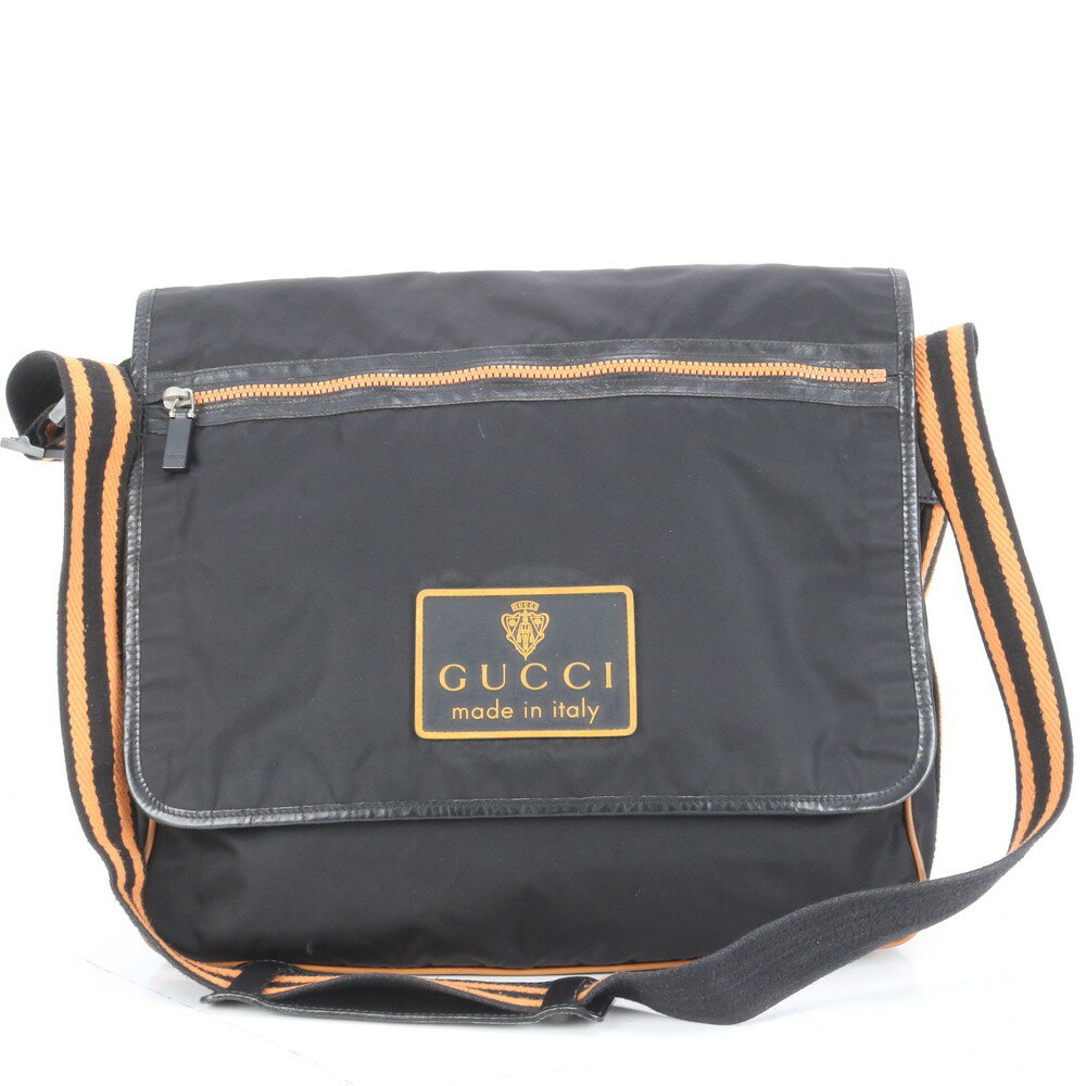 美品 グッチ レザー ショルダーバッグ 斜め掛け メッセンジャー ビジネス 通勤 A4 189666 ブラック 黒 メンズ ECE CQ33-3