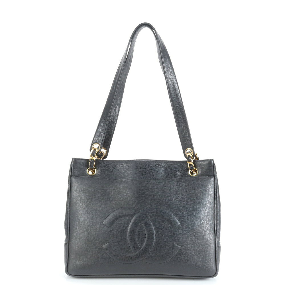 極美品 シャネル シリアルシール付 キャビア スキン レザー トート バッグ 肩掛け ショルダー ハンド A4 レディース VEE CT36-9