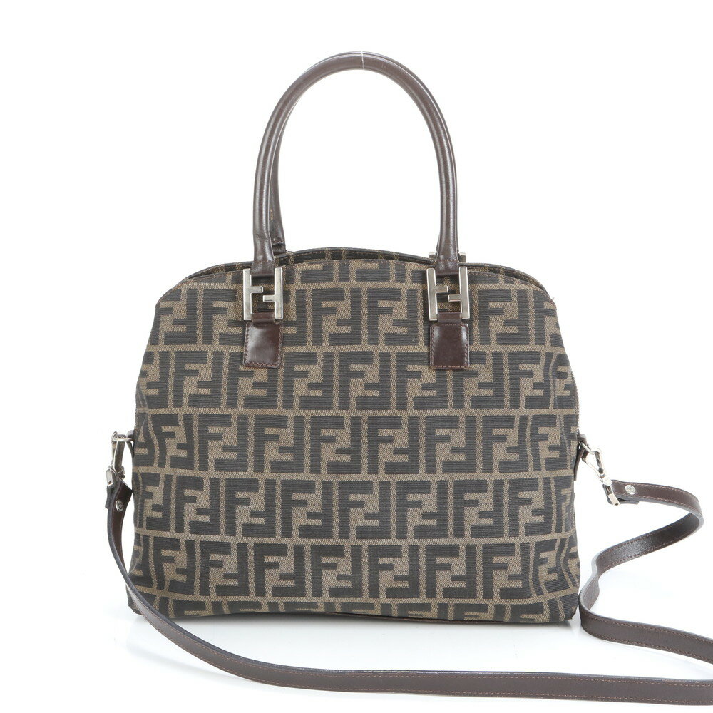 極美品 ヴィンテージ フェンディ ズッカ レザー 2WAY トート バッグ 斜め掛け ショルダー ハンド ブラウン レディース VEE CT37-5