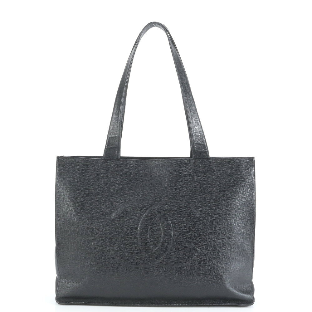 極美品 シャネル シリアルシール付 ココマーク キャビア スキン レザー トート バッグ 肩掛け ショルダー A4 レディース VEE CT37-2