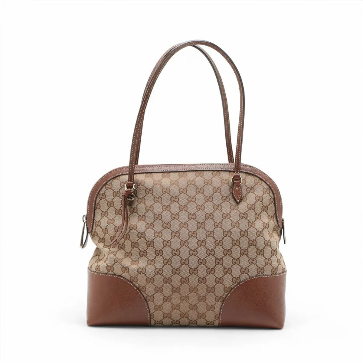 美品 グッチ GGキャンバス ブリー 323673 レザー トート バッグ 肩掛け ショルダー ハンド ブラウン レ..