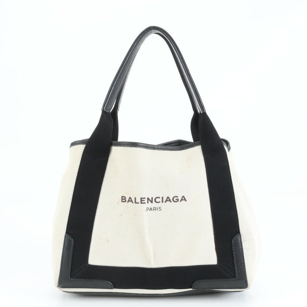 美品 バレンシアガ ネイビー カバ S レザー トート バッグ 肩掛け ショルダー ハンド ブラック 本革 339933 レディース EUE CW36-5