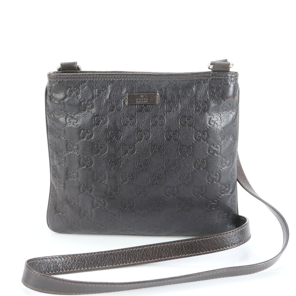 極美品 グッチ グッチシマ レザー ショルダーバッグ 斜め掛け メッセンジャー ビジネス 通勤 ブラック 201538 メンズ EUE CW41-10