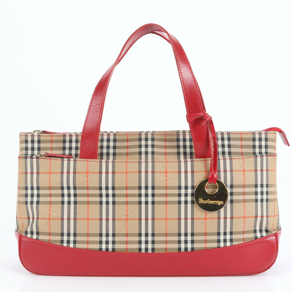 美品 バーバリー ノバ チェック シャドーホース レザー 肩掛け トート バッグ ハンド ゴールド 金具 レディース ERE CX11-6