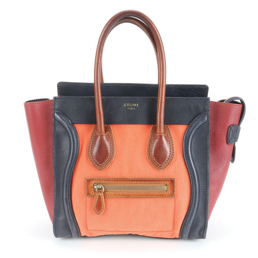 美品 セリーヌ ラゲージ マイクロ ショッパー レザー ハンドバッグ トート 本革 レディース EEM CZ24-9