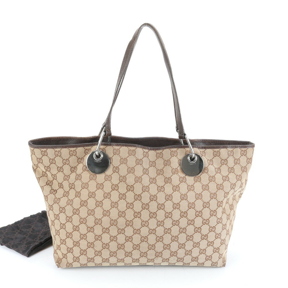 グッチ GGキャンバス エクリプス 120838 レザー トート バッグ 肩掛け ショルダー ハンド ブラウン レディース ERM DA23-1