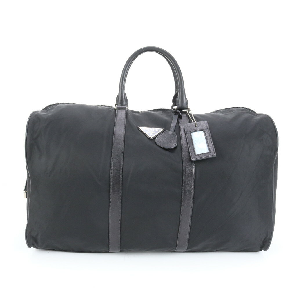 極美品 プラダ テスート ナイロン サフィアーノ レザー ボストン バッグ 出張 旅行 トート キャリー ブラック 黒 メンズ ERM DA23-5