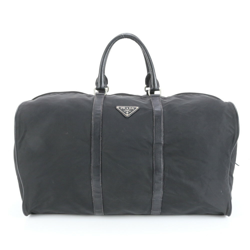 美品 プラダ テスート ナイロン サフィアーノ レザー ボストン バッグ 出張 旅行 トート キャリー ブラック 黒 メンズ ERM DA23-6