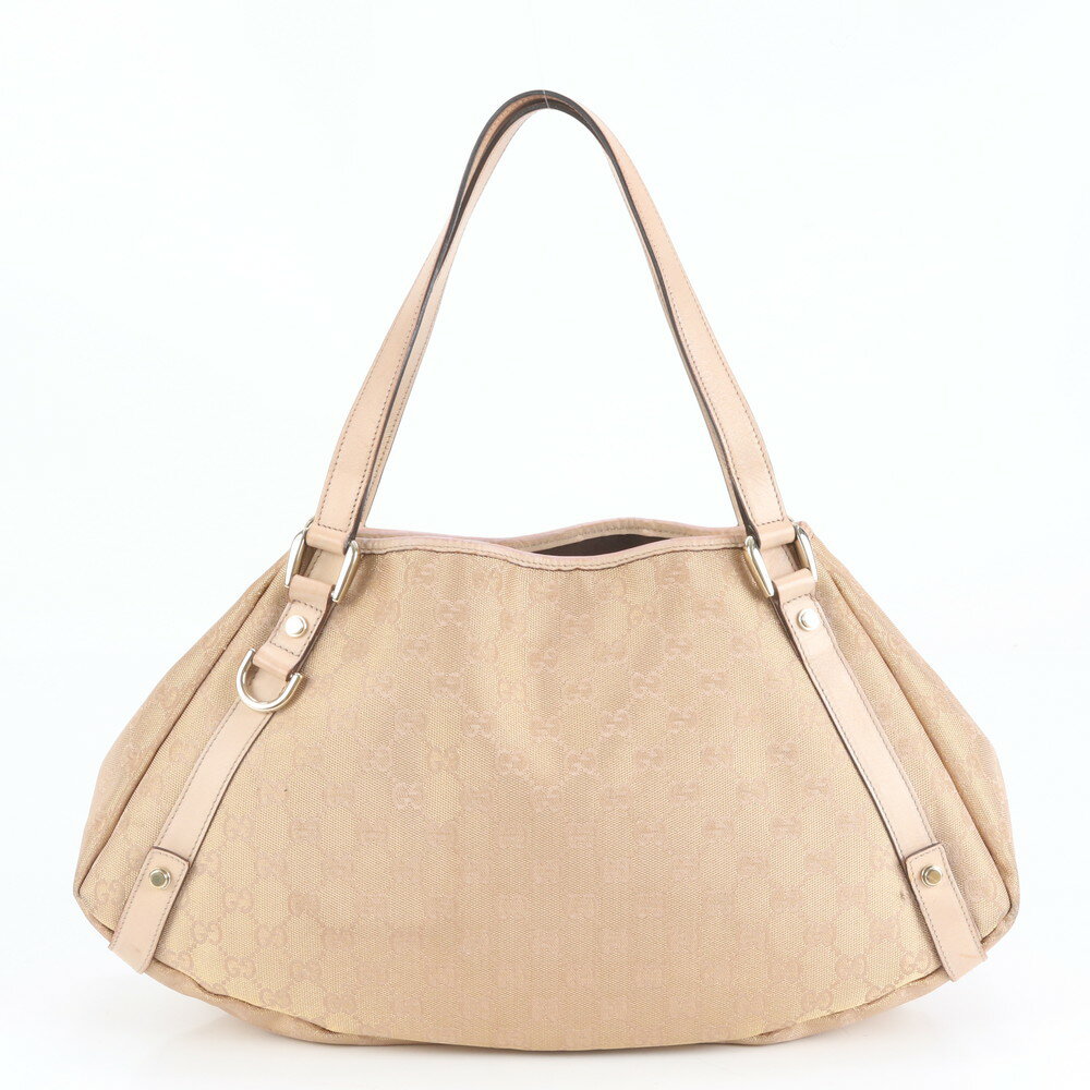 極美品 グッチ GG キャンバス アビー レザー トート バッグ 肩掛け ショルダー 130736 ゴールド 金具 レディース EEE DA34-10