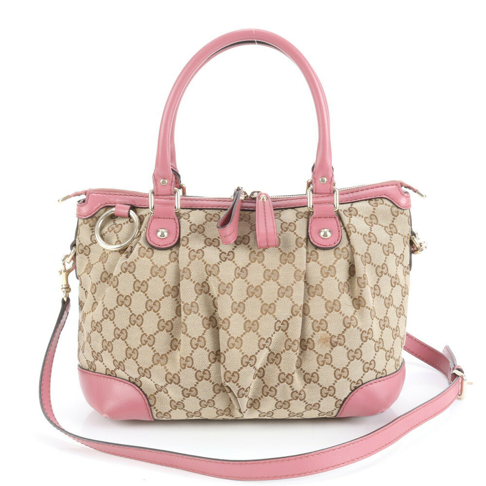 極美品 グッチ GG キャンバス スーキー レザー 2WAY トート バッグ 斜め掛け クロスボディ 247902 トート レディース RUE DB9-6