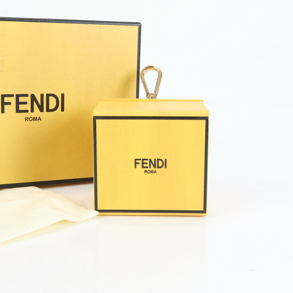 未使用 フェンディ ミニ ボックス キーリング チャーム 7AR894 イエロー レザー ポーチ レディース EEM DB22-5