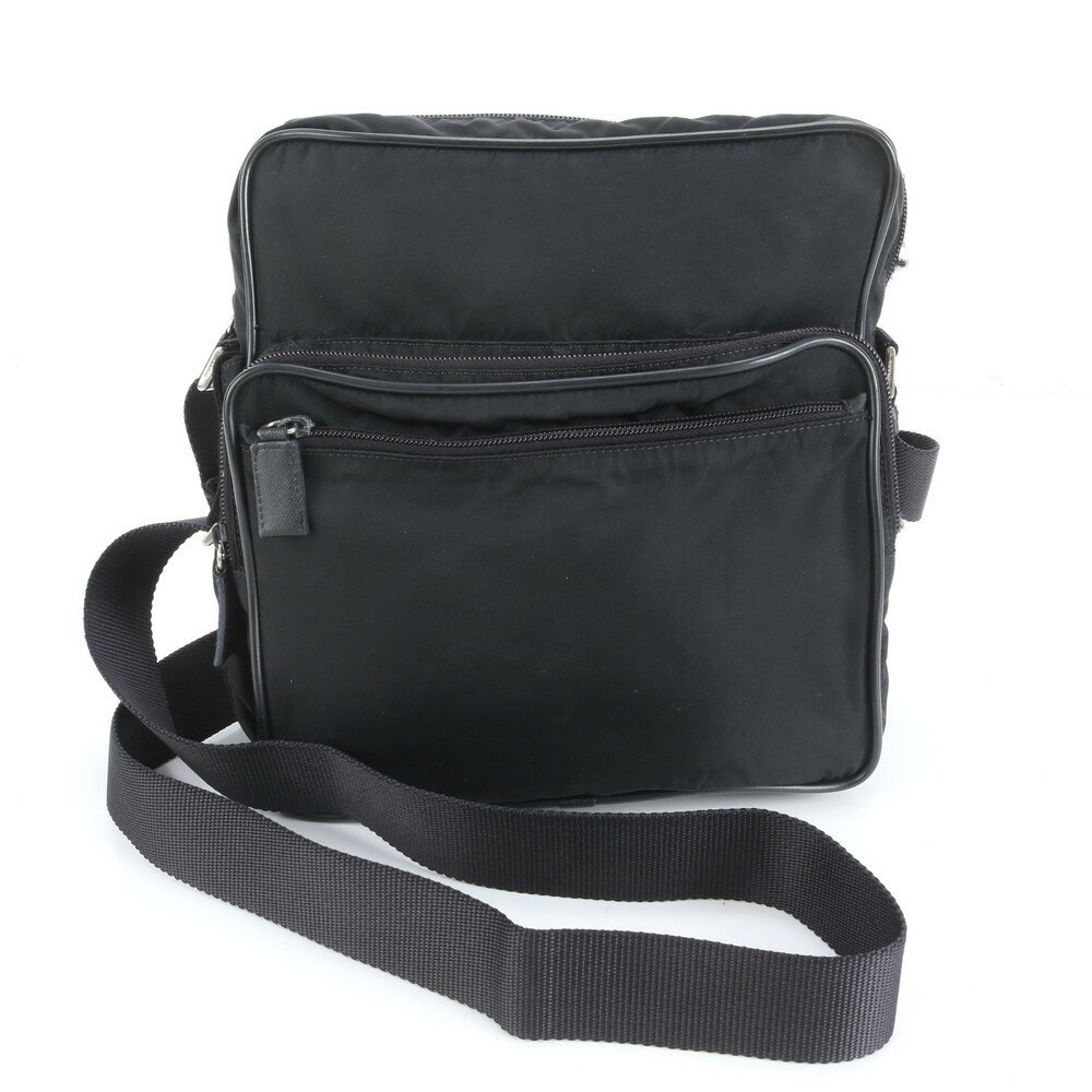 美品 プラダ テスート ナイロン レザー ショルダーバッグ 斜め掛け メッセンジャー ビジネス 通勤 ブラック メンズ EUM DC10-6