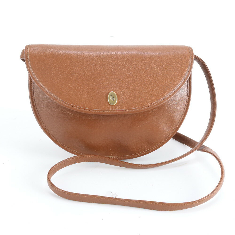 ヴィンテージ クリスチャンディオール レザー ショルダーバッグ 斜め掛け クロスボディ トート ブラウン レディース RUE DQ46-9