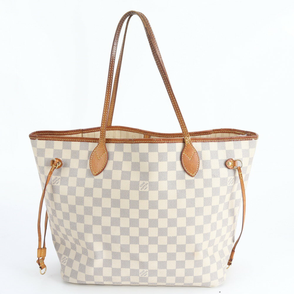 ルイヴィトン ダミエ アズール ネヴァーフル MM N51107 レザー トート バッグ 肩掛け ショルダー ハンド A4 レディース RWE DQ20-2