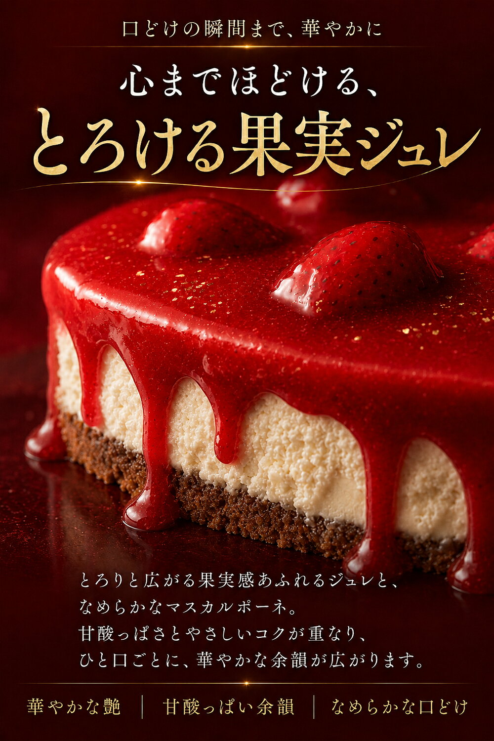 【無着色で真紅に輝く】 無添加 お中元 ティラミス ケーキ お取り寄せ スイーツ ギフト 誕生日ケーキ バースデーケーキ ティラミス専門店 Aquila シルキーティラミス ストロベリー 苺 いちご 13cm 2〜3人前 高級 おしゃれ 冷凍 ホールケーキ プレゼント 内祝い お返し 人気 aquila-sweets-10000042 ティラミス専門店Aquilaアークイラ サンプル画像3