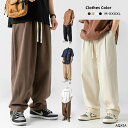 ワイドパンツメンズ パンツ バギーパンツ ゆったり 秋冬用 10分丈 長ズボン マルチポケットワークショーツ ボトムス 上品 無地 ワイドテーパードパンツ ウェストゴム 綿 コットン オールシーズン 春夏秋冬 黒 M L XL XXXL XXXXL送料無料