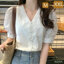 刺繍ブラウス レディース シャツブラウス 半袖 レースブラウス トップス Vネック 春夏秋 おしゃれ きれいめ シンプル ふんわり 柔らか チュニック 通勤 入学式 入園式 卒業式 30代40代50代 送料無料