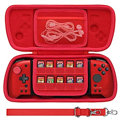 【Aenllosi 専用収納ケース】対応 Hori グリップコントローラー for Nintendo Switch Split Pad Pro/Compact レッド（ケースのみ）